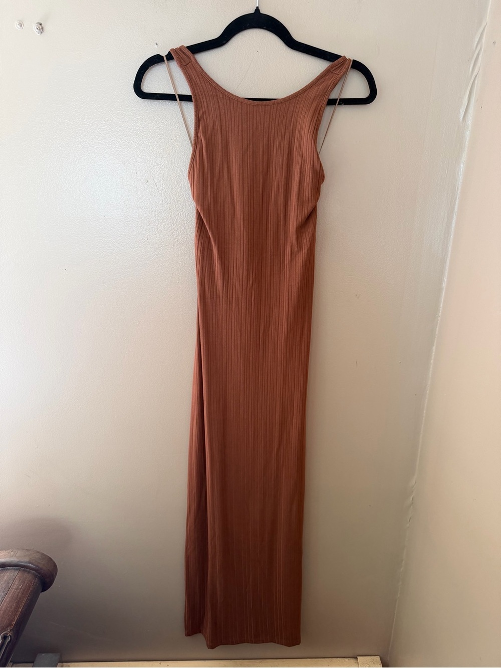 LSpace Francesca Dress Coffee brown knit midi strappy back Revolve M - Picture 12 of 13